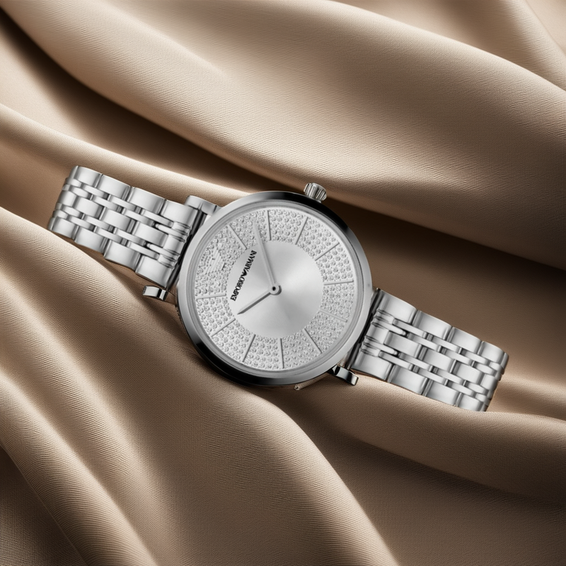 Emporio Armani Gianni T-Bar Quartz Silver Dial Silver Steel Strap Watch For Women - AR11445 Buy Now By Emporio Armani