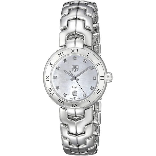 Shop Tag Heuer Link Diamonds Mother of Pearl Dial Silver Steel Strap Watch for Women - WAT1411.BA0954 in USA