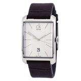 Shop Calvin Klein Window Silver Dial Brown Leather Strap Watch for Men - K2M21126 in USA