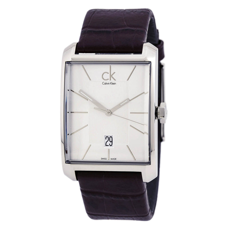 Shop Calvin Klein Window Silver Dial Brown Leather Strap Watch for Men - K2M21126 in USA
