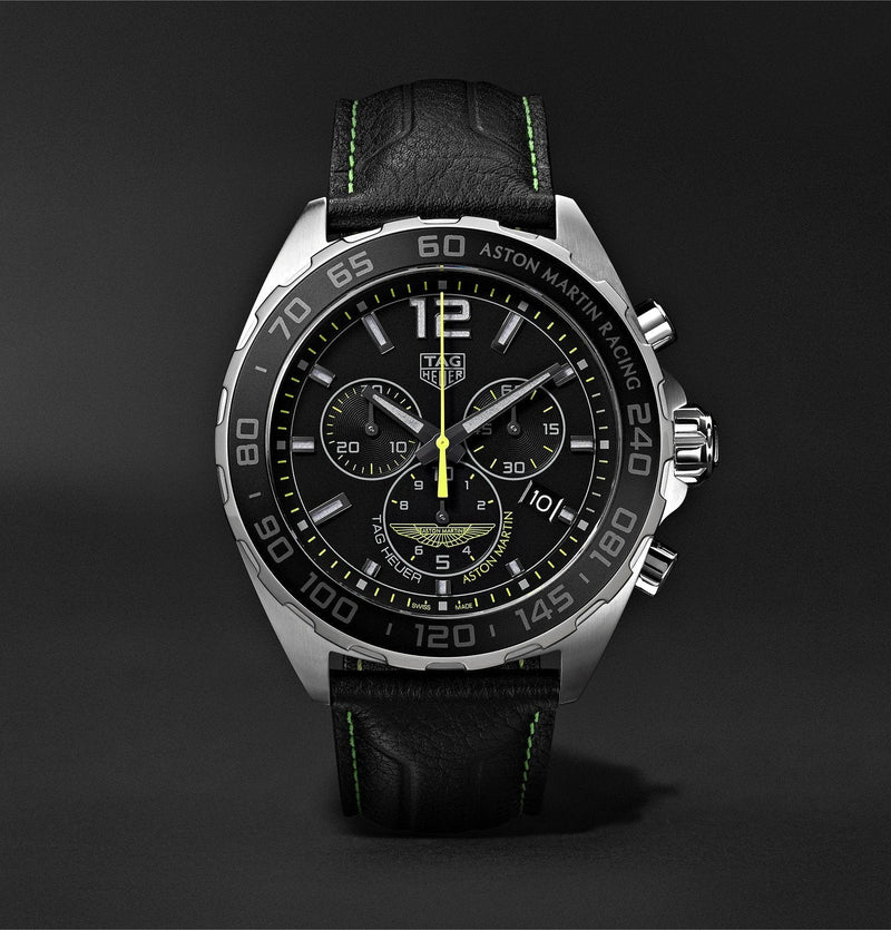 Tag Heuer Formula 1 Aston Martin Black Dial Black Leather Strap Watch for Men - CAZ101P.FC8245 Buy Now By Tag Heuer