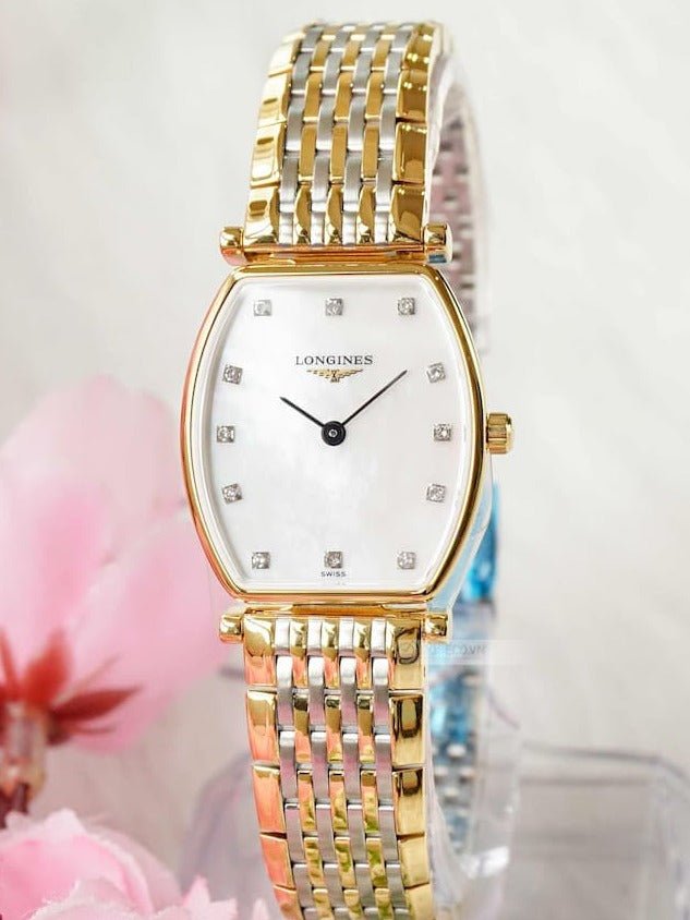 Shop Longines La Grande Classique White Dial Two Tone Mesh Bracelet Watch for Women - L4.205.2.87.7 in USA