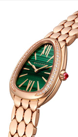 Bvlgari Serpenti Seduttori Diamonds Green Dial Rose Gold Steel Strap Watch for Women - SERPENTI103273