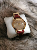 Burberry The City Gold Dial Orange Leather Strap Watch for Women - BU9017