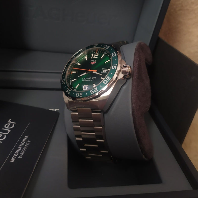 Shop Tag Heuer Formula 1 Limited Edition Green Dial Silver Steel Strap Watch for Men - WAZ1017.BA0842 in USA