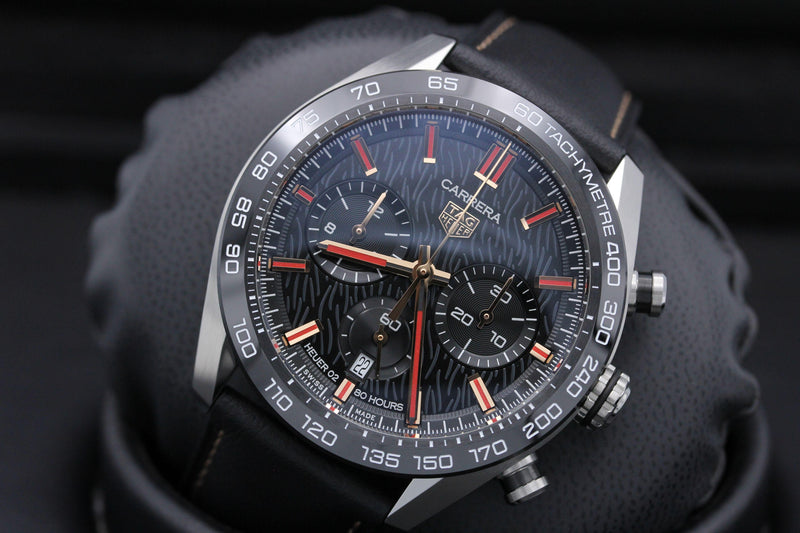 Tag Heuer Carrera Year of The Rabbit Automatic Chronograph Black Dial Black Leather Strap Watch for Men - CBN2A1L.FC6521 Buy Now By Tag Heuer