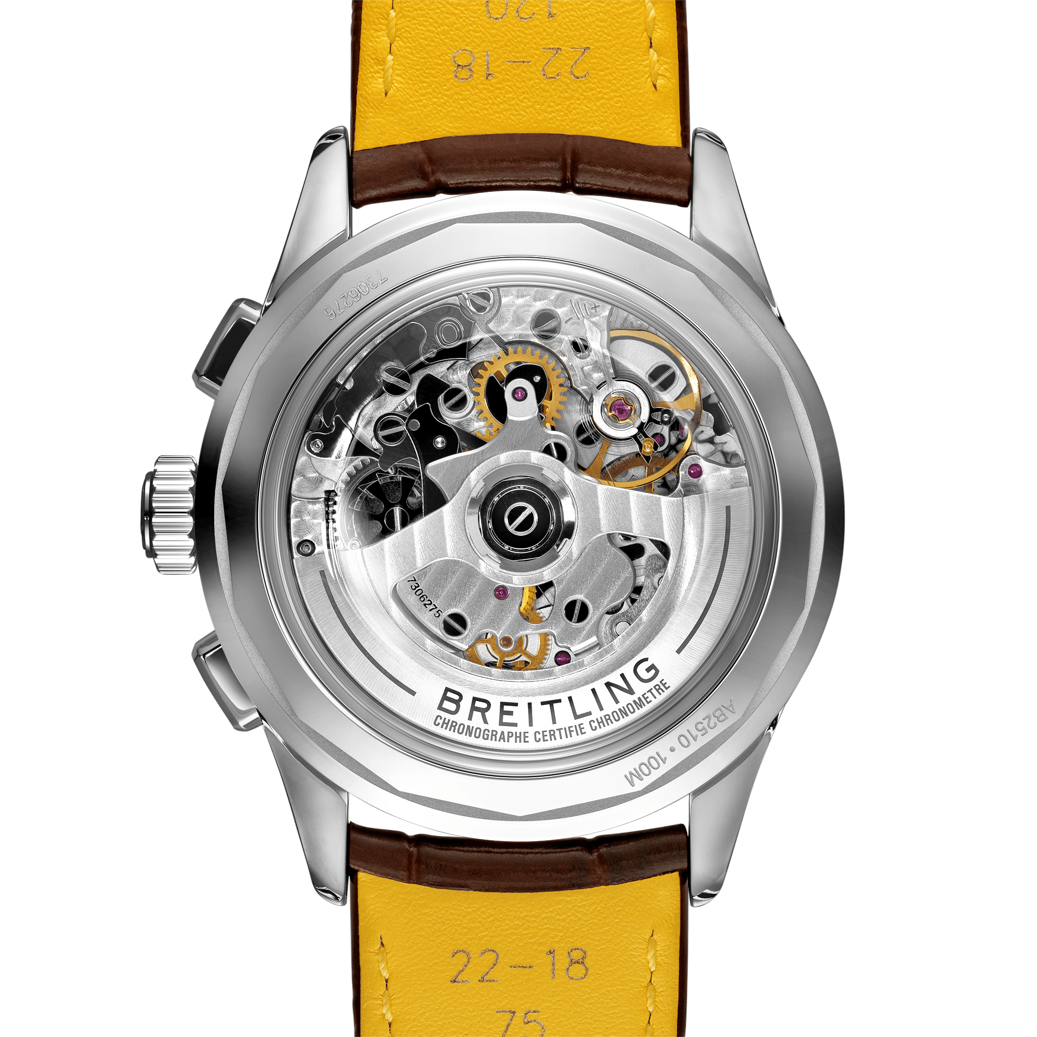 Breitling Premier B25 Datora 42 Beige Dial Brown Leather Strap Watch for Men - AB2510201K1P1