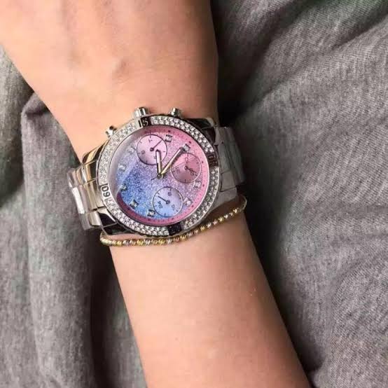 Guess Confetti Multicolored Dial Silver Steel Strap Watch For Women - W0774L1 Buy Now By Guess