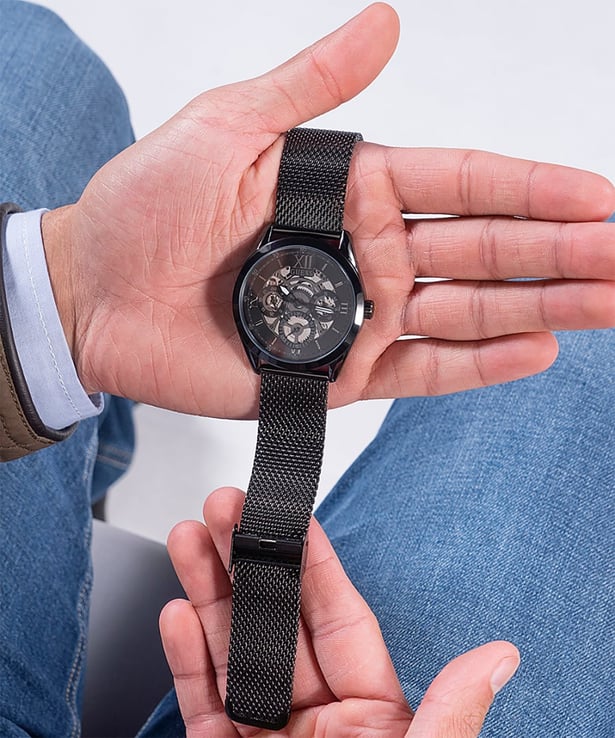 Guess Analog Multifunction Black Dial Black Mesh Bracelet Watch for Men - GW0368G3 Buy Now By Guess