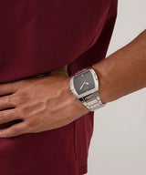 Shop Guess Phoenix Black Dial Silver Steel Strap Watch for Men - GW0387G1 in USA
