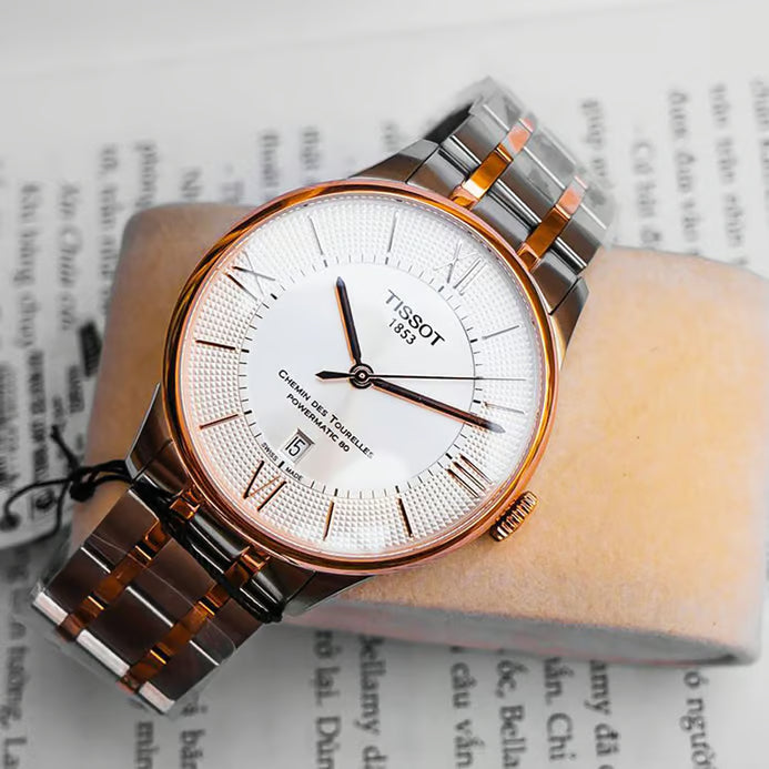 Tissot Chemin des Tourelles Powermatic 80 Silver Dial Two Tone Steel Strap Watch for Men - T099.407.22.038.02