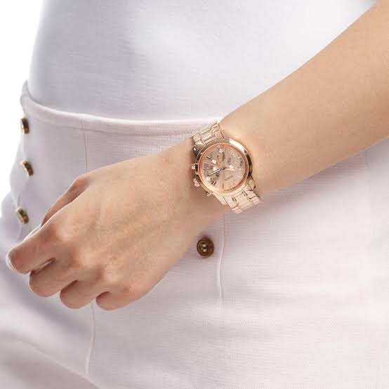 Guess Mini Sunrise Chronograph Quartz Rose Gold Dial Rose Gold Steel Strap Watch For Women - W0448L3 Buy Now By Guess