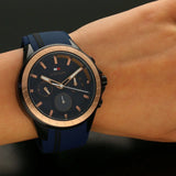 Tommy Hilfiger Aiden Chronograph Blue Dial Blue Silicone Strap Watch For Men - 1791860 Buy Now By Tommy Hilfiger