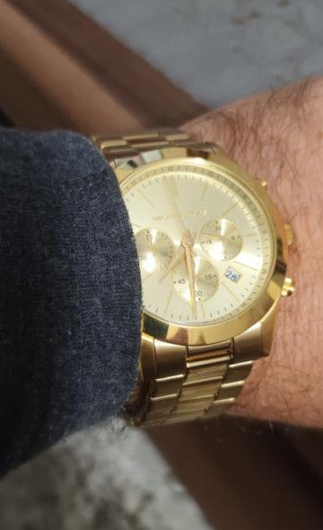 Michael Kors Slim Runway Chronograph Gold Dial Gold Steel Strap Watch For Men - MK8909 Buy Now By Michael Kors