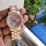 Michael Kors Ritz Chronograph Rose Gold Dial Rose Gold Steel Strap Watch for Women - MK6357 Buy Now By Michael Kors