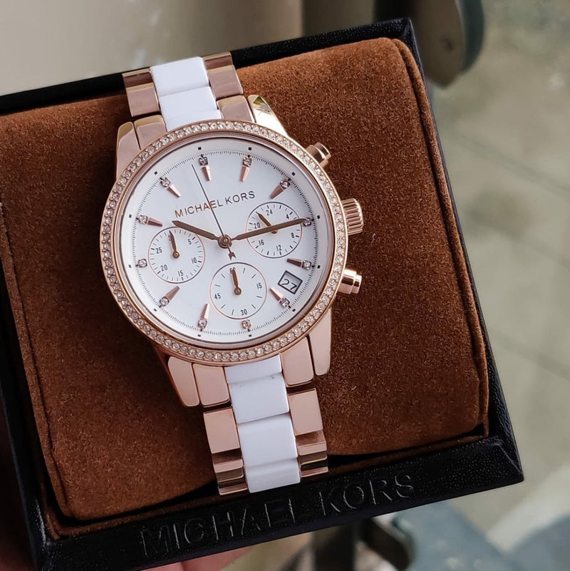 Michael Kors Ritz White Dial Two Tone Steel Strap Watch for Women - MK6324 Buy Now By Michael Kors