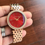 Michael Kors Darci Red DIal Rose Gold Stainless Steel Strap Watch for Women - MK3378 Buy Now By Michael Kors