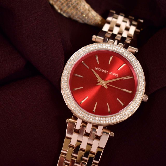 Michael Kors Darci Red DIal Rose Gold Stainless Steel Strap Watch for Women - MK3378 Buy Now By Michael Kors
