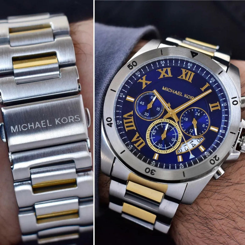 Michael Kors Brecken Chronograph Blue Dial Two Tone Steel Strap Watch For Men - MK8437 Buy Now By Michael Kors