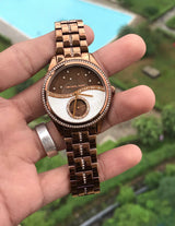 Michael Kors Lauryn Rose Gold Dial Brown Steel Strap Watch for Women - MK3757 Buy Now By Michael Kors
