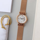 Versace Meander White Dial Rose Gold Mesh Bracelet Watch for Women - VELW00620