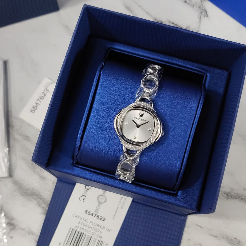 Shop Swarovski Crystal Flower Silver Dial Silver Steel Strap Watch for Women - 5547622 in USA