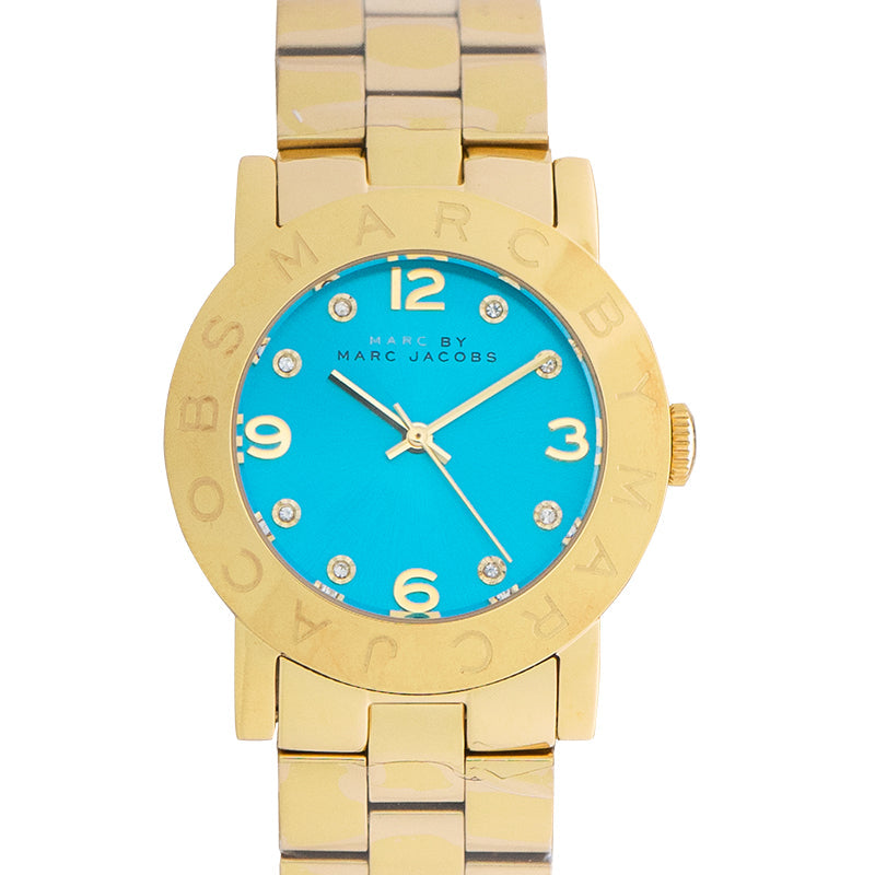 Marc Jacobs Amy Blue Dial Gold Steel Strap Watch for Women - MBM3220 Buy Now By Marc Jacobs