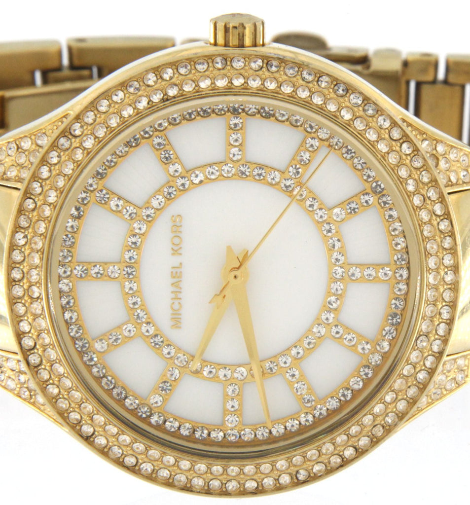 Michael Kors Kerry Mother of Pearl Dial Gold Steel Strap Watch for Women - MK3312
