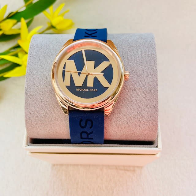 Michael Kors Janelle Three Hand Blue Dial Blue Rubber Strap Watch For Women - MK7140 Buy Now By Michael Kors