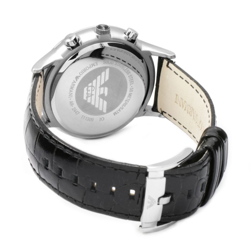 Emporio Armani Renato Chronograph Black Dial Black Leather Strap Watch For Men - AR2447 Buy Now By Emporio Armani