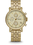 Fossil Boyfriend Chronograph Gold Dial Gold Steel Strap Watch for Women - ES2197
