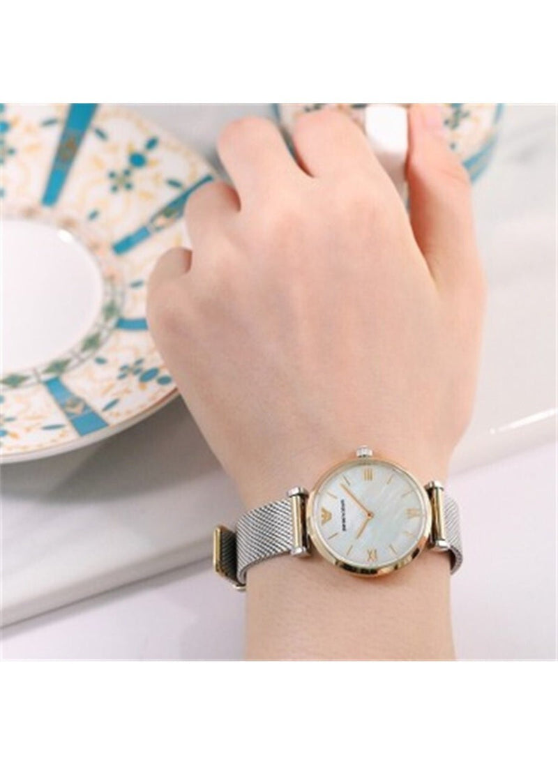 Emporio Armani Gianni T Bar Mother of Pearl Dial Silver Mesh Bracelet Watch For Women - AR2068 Buy Now By Emporio Armani