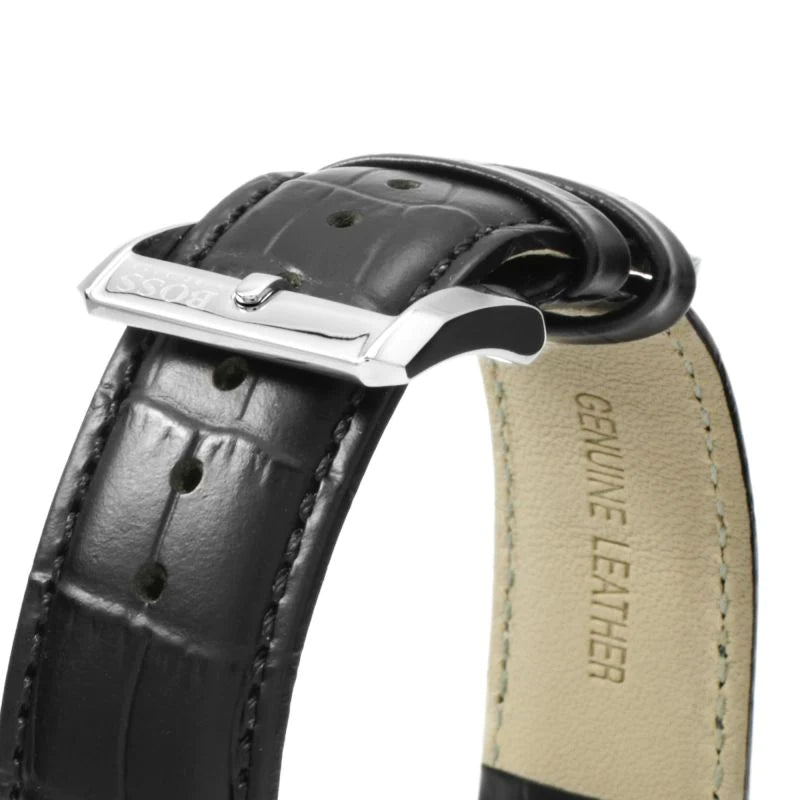 Hugo Boss Aeroliner Chronograph Quartz Black Dial Black Leather Strap Watch For Men - HB1512448 Buy Now By Hugo Boss