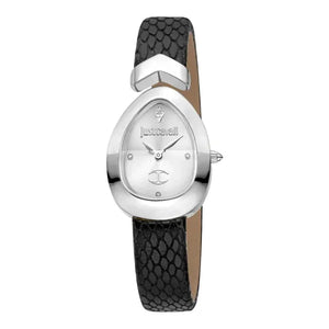 Just Cavalli Diversa Snake Silver Dial Black Leather Strap Watch for Women - JC1L321L0015