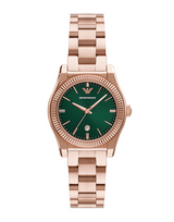 Emporio Armani Federica Analog Green Dial Rose Gold Steel Strap Watch for Women - AR11639 Buy Now By Emporio Armani