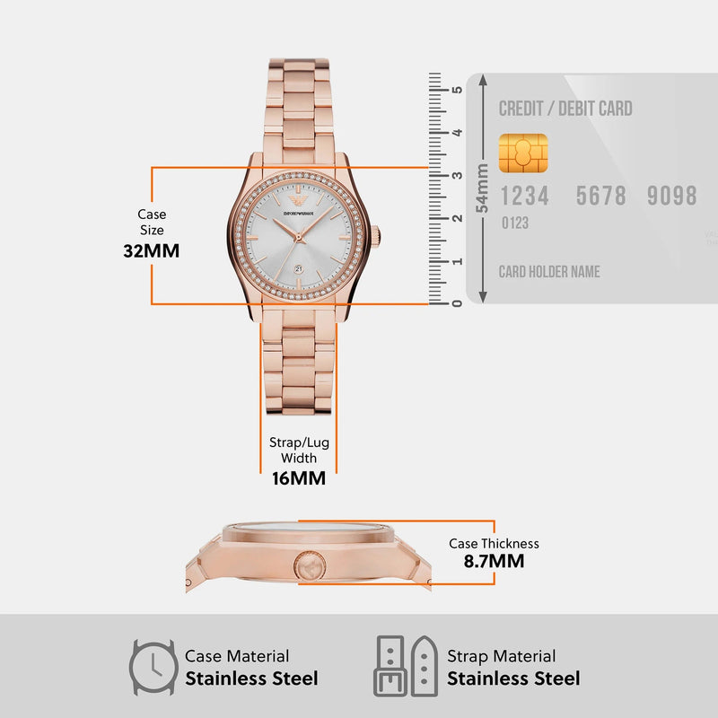 Emporio Armani Federica Analog Mother of Pearl Dial Rose Gold Steel Strap Watch for Women - AR11558 Buy Now By Emporio Armani