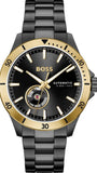 Hugo Boss Troper Chronograph Automatic Black Dial Black Steel Strap Watch for Men - 1514203