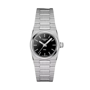 Tissot PRX Quartz Diamonds Black Dial Silver Steel Strap Watch for Women - T137.010.11.056.00