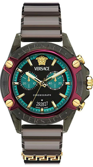 Versace Icon Active Chronograph Black Dial Black Siliconen Strap Unisex Watch - VE8P00224