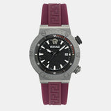 Versace Greca Logo Diver Quartz Black Dial Purple Rubber Strap Watch for Men - VE8G00224