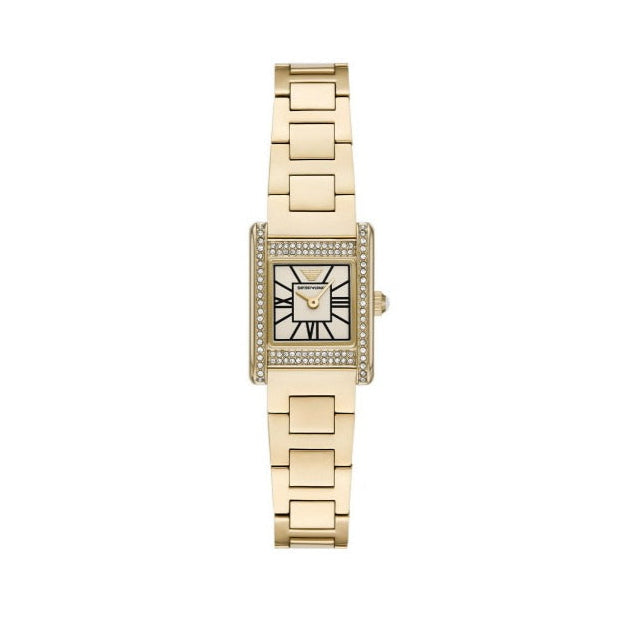 Emporio Armani Genni Crystals Gold Dial Gold Steel Strap Watch for Women  - AR11663