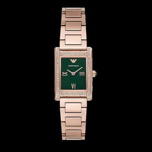 Emporio Armani Genni Green Dial Rose Gold Steel Strap Watch for Women - AR11641