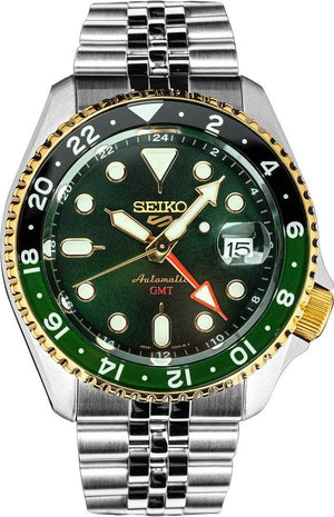 Seiko 5 Sports Forest Green Sunrise Limited Edition Green Dial Silver Steel Strap Watch for Men - SSK050K1
