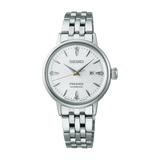 Seiko Presage Cocktail Time Automatic Diamonds White Dial Silver Steel Strap Watch for Women - SRE017J1