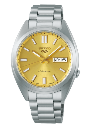 Seiko 5 Sports SNXS Automatic Gold Dial Silver Steel Strap Watch for Men - SRPL59K1