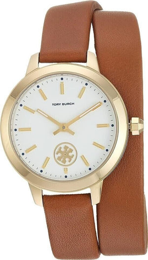 Tory Burch Collins Quartz White Dial Brown Leather Strap Watch for Women - TBW1304