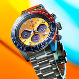 Seiko Prospex Solar Chronograph 1969 Re-interpretation Orange Dial Silver Steel Strap Watch for Men - SSC947 Buy Now By Seiko