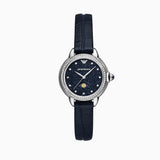 Emporio Armani Mia Moonphase Blue Dial Blue Leather Strap Watch for Women - AR11629