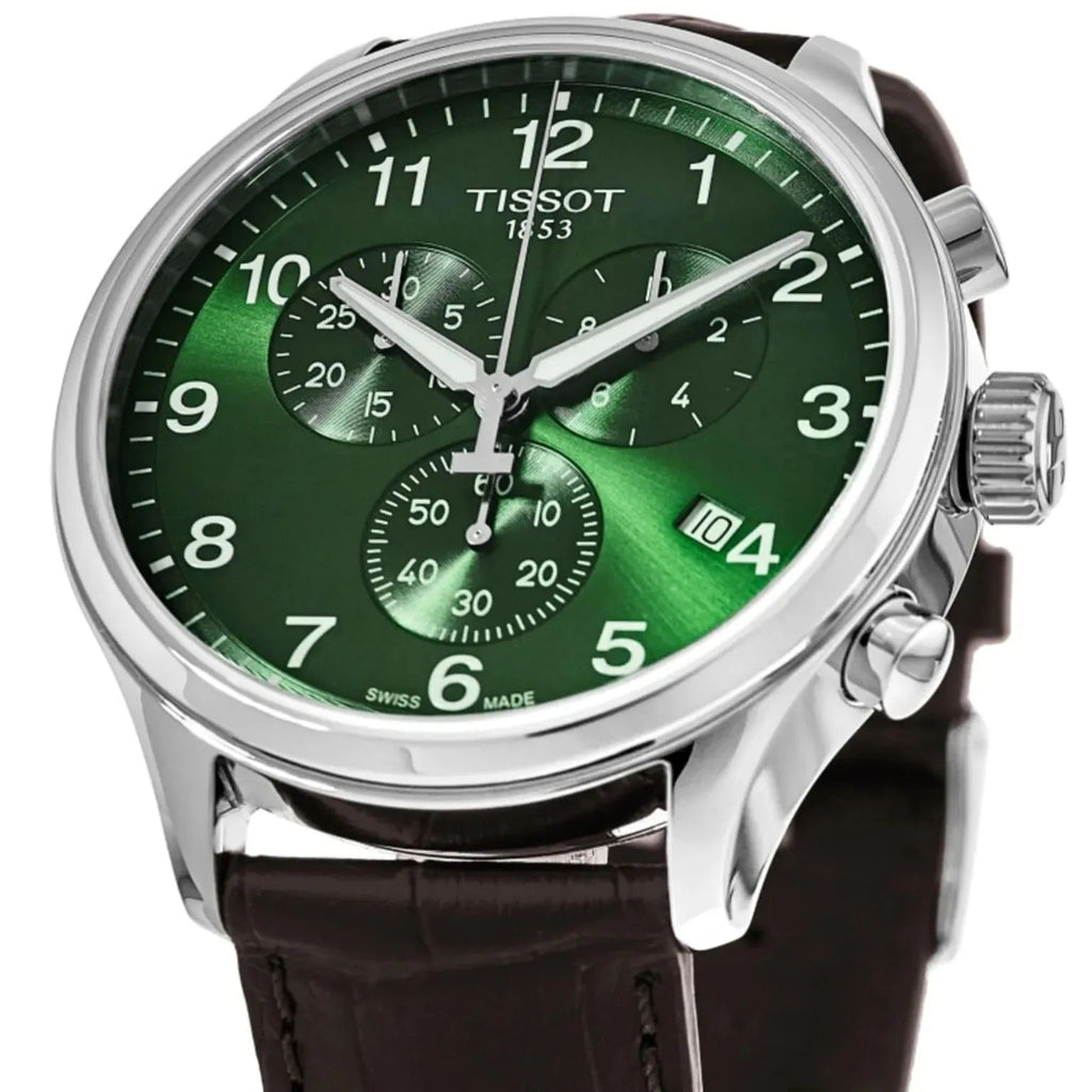 Tissot Chrono XL Classic Green Dial Brown Leather Strap Watch for Men - T116.617.16.092.00