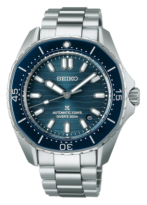Seiko Prospex Polygonal Divers Automatic Blue Dial Silver Steel Strap Watch for Men - SPB483J1